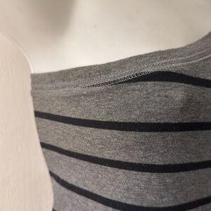 Striped Gray and Black One-Shoulder Cotton Dress Size large